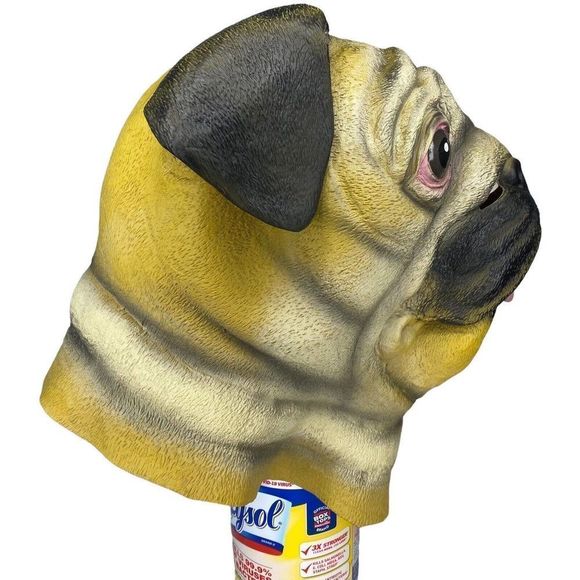 Pug Halloween Mask Accoutrements Latex Realistic Costume Dog Pull Over Funny - Picture 4 of 9